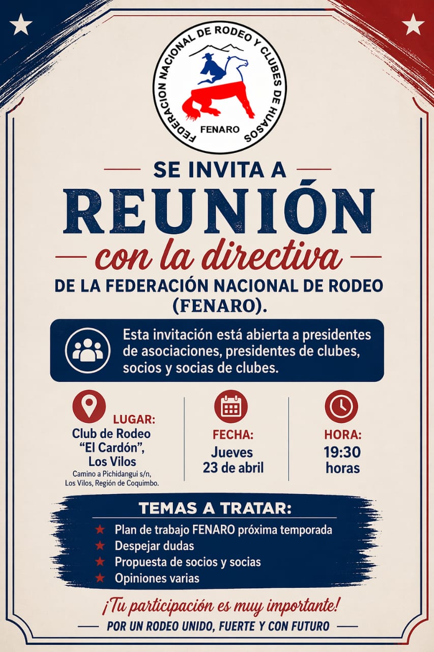 Atención socios de Fenaro Reunión Informativa Jueves 23 de abril