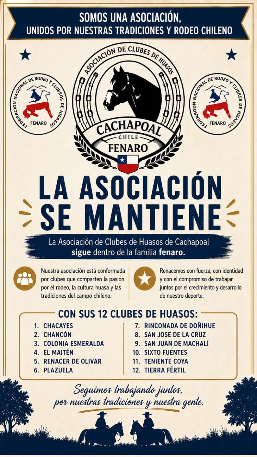 La Asociación de Clubes de Huasos de Cachapoal sigue dentro de la familia Fenaro