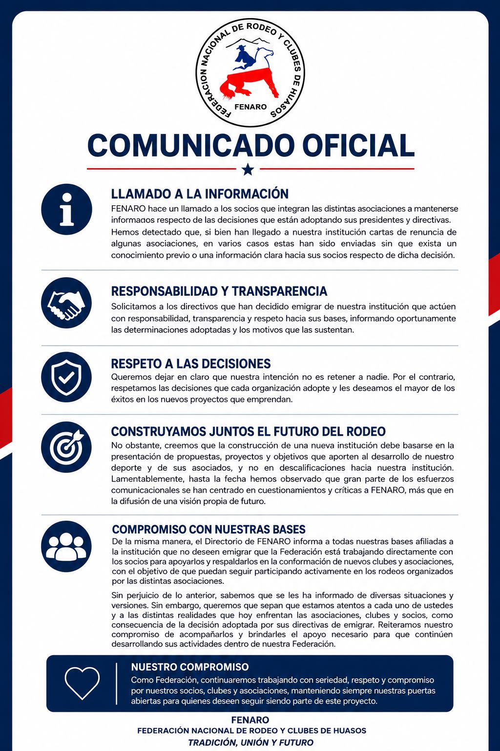 Comunicado Oficial Fenaro
