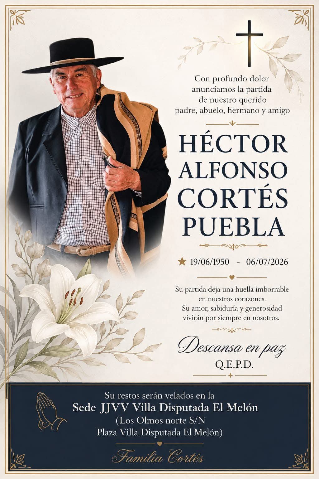 Condolencias para la Familia Cortés
