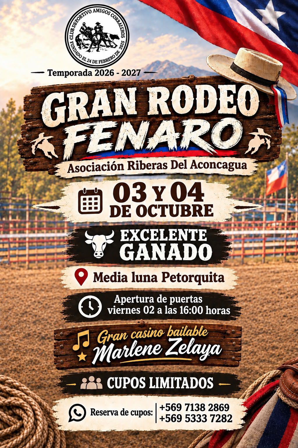 Rodeo Club Amigos Corraleros, Asociación Riberas del Aconcagua, 3 y 4 octubre 2026