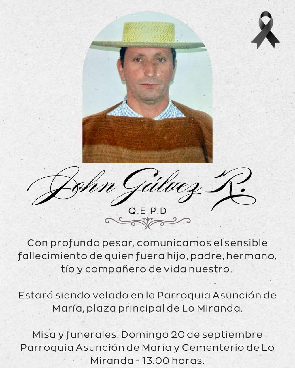 Condolencias para la Familia Gálvez R.
